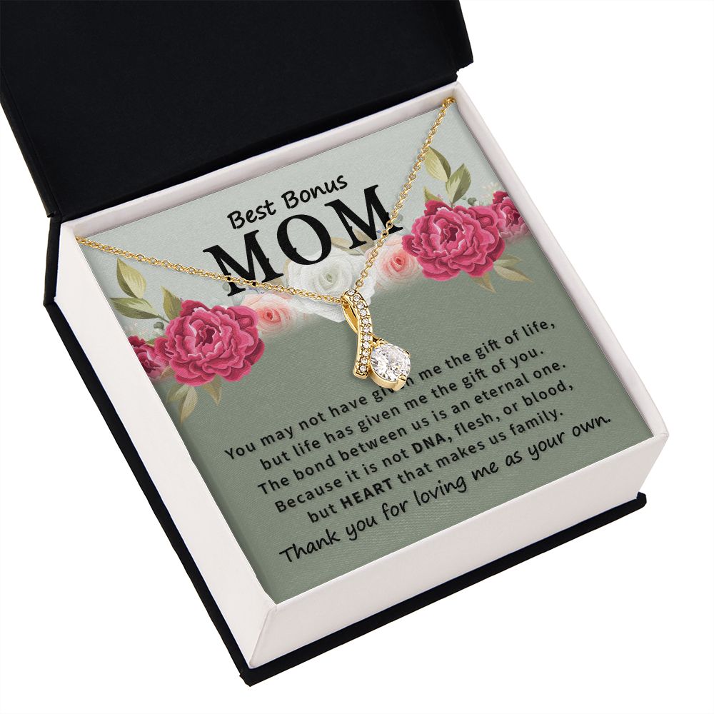 To Bonus Mom You May Not Have Alluring Ribbon Necklace Message Card-Express Your Love Gifts