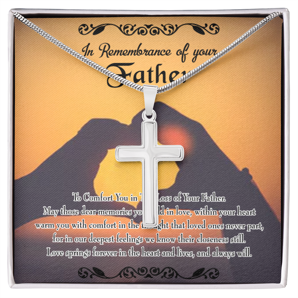 To Comfort You Dad Memorial Gift Dad Memorial Cross Necklace Sympathy Gift Loss of Father Condolence Message Card-Express Your Love Gifts