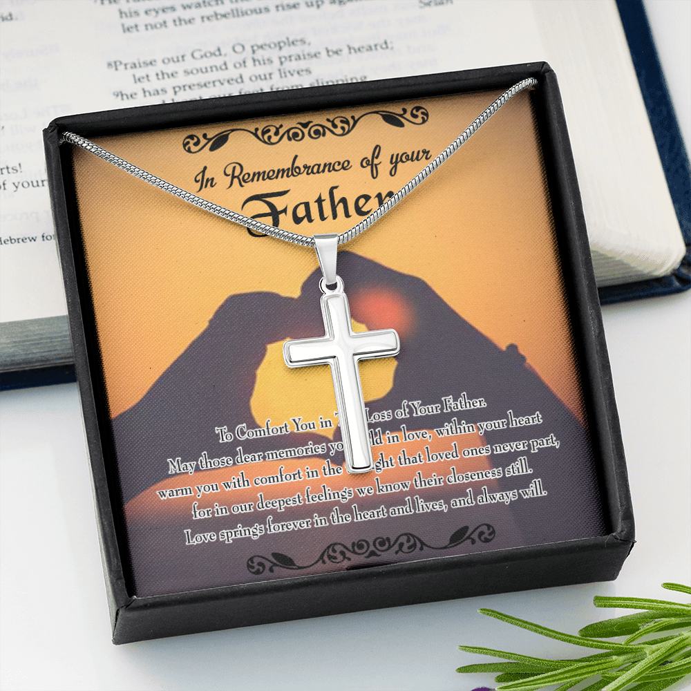 To Comfort You Dad Memorial Gift Dad Memorial Cross Necklace Sympathy Gift Loss of Father Condolence Message Card-Express Your Love Gifts