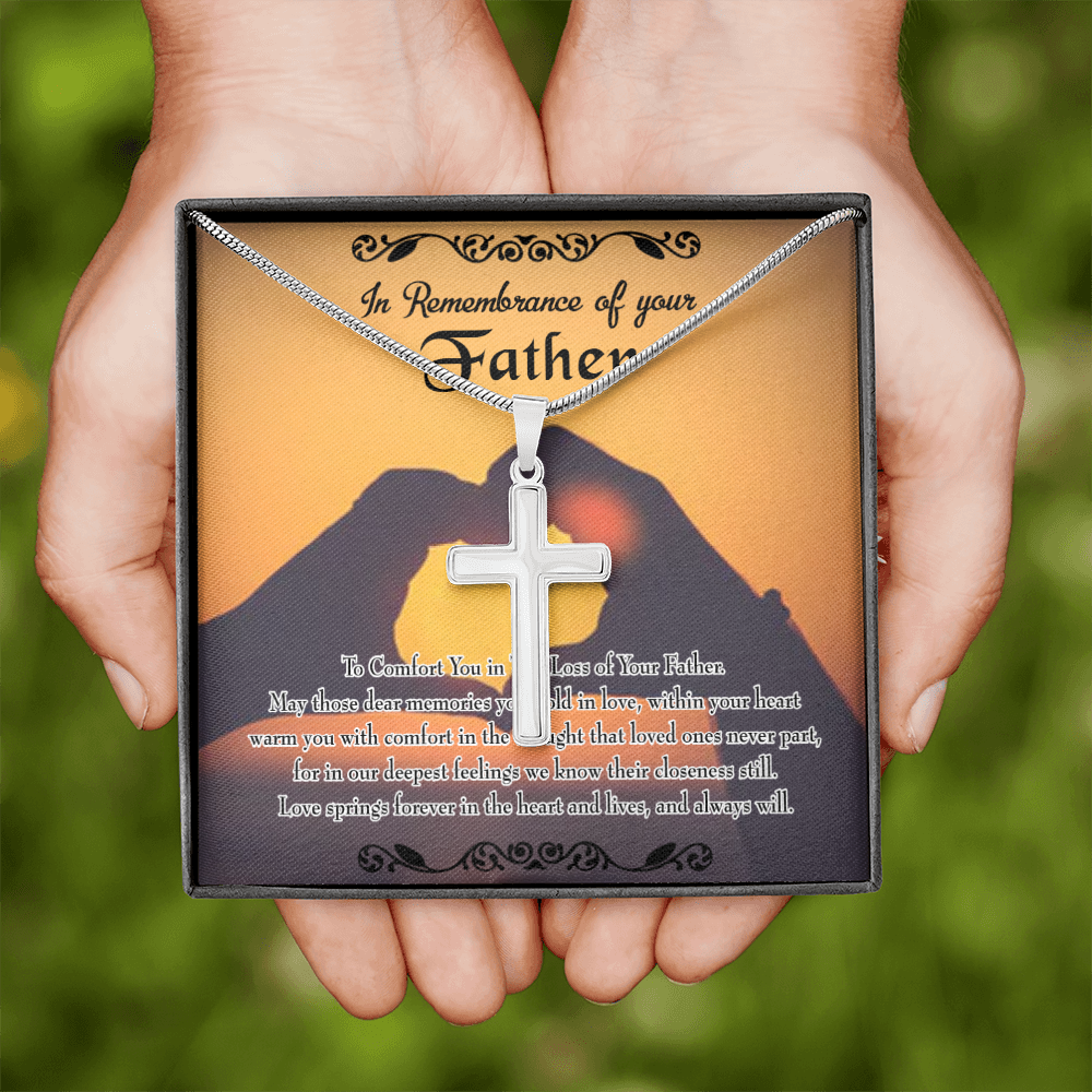 To Comfort You Dad Memorial Gift Dad Memorial Cross Necklace Sympathy Gift Loss of Father Condolence Message Card-Express Your Love Gifts