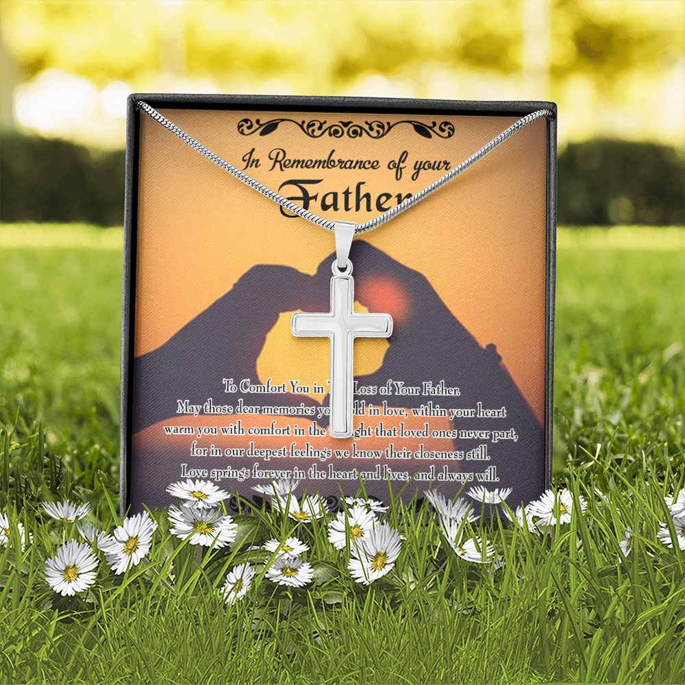 To Comfort You Dad Memorial Gift Dad Memorial Cross Necklace Sympathy Gift Loss of Father Condolence Message Card-Express Your Love Gifts