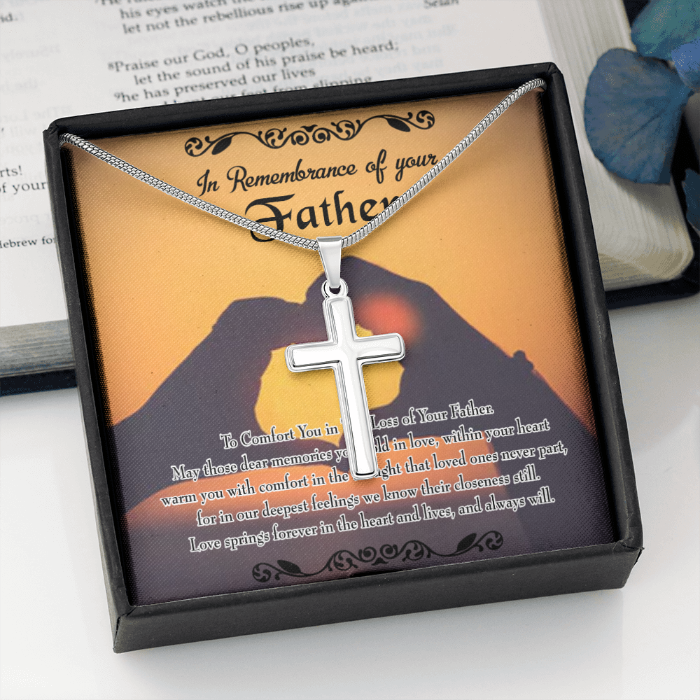 To Comfort You Dad Memorial Gift Dad Memorial Cross Necklace Sympathy Gift Loss of Father Condolence Message Card-Express Your Love Gifts