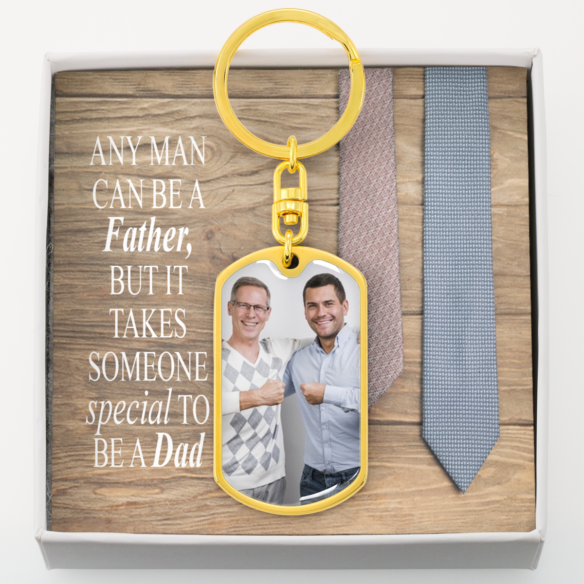 To Dad Personalized Special Dad Message Dog Tag Pendant Keychain Stainless Steel or 18k Gold-Express Your Love Gifts