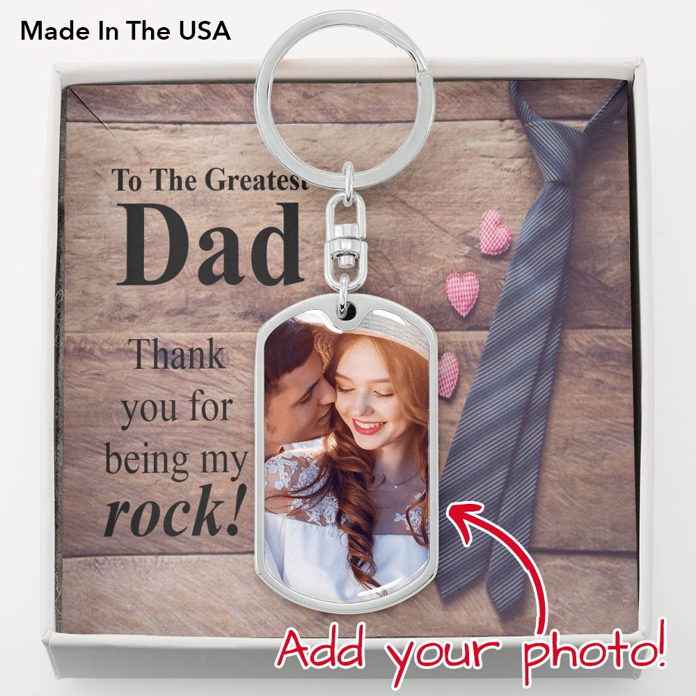 To Dad Personalized The Greatest Dad Message Dog Tag Pendant Keychain Stainless Steel or 18k Gold-Express Your Love Gifts