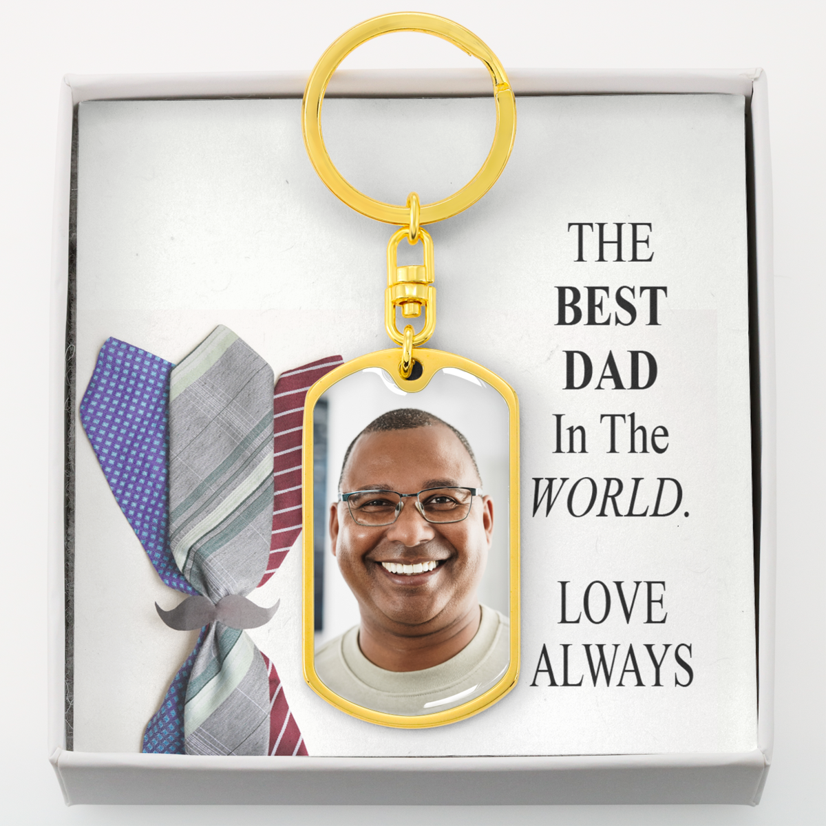 To Dad Personalized To Best Dad In The World Message Keychain Stainless Steel or 18k Gold-Express Your Love Gifts