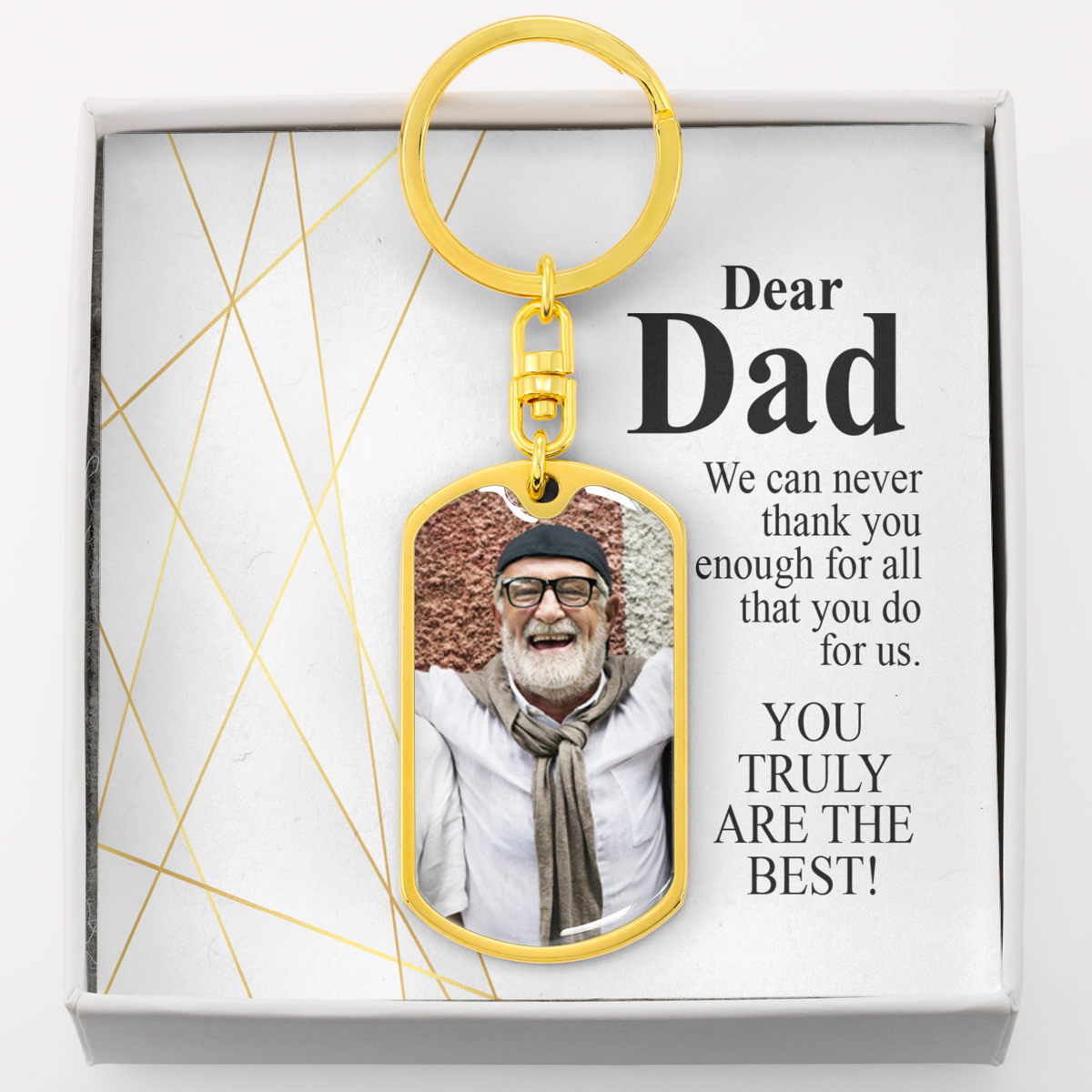 To Dad Personalized Truly The Best Message Dog Tag Pendant Keychain Stainless Steel or 18k Gold-Express Your Love Gifts