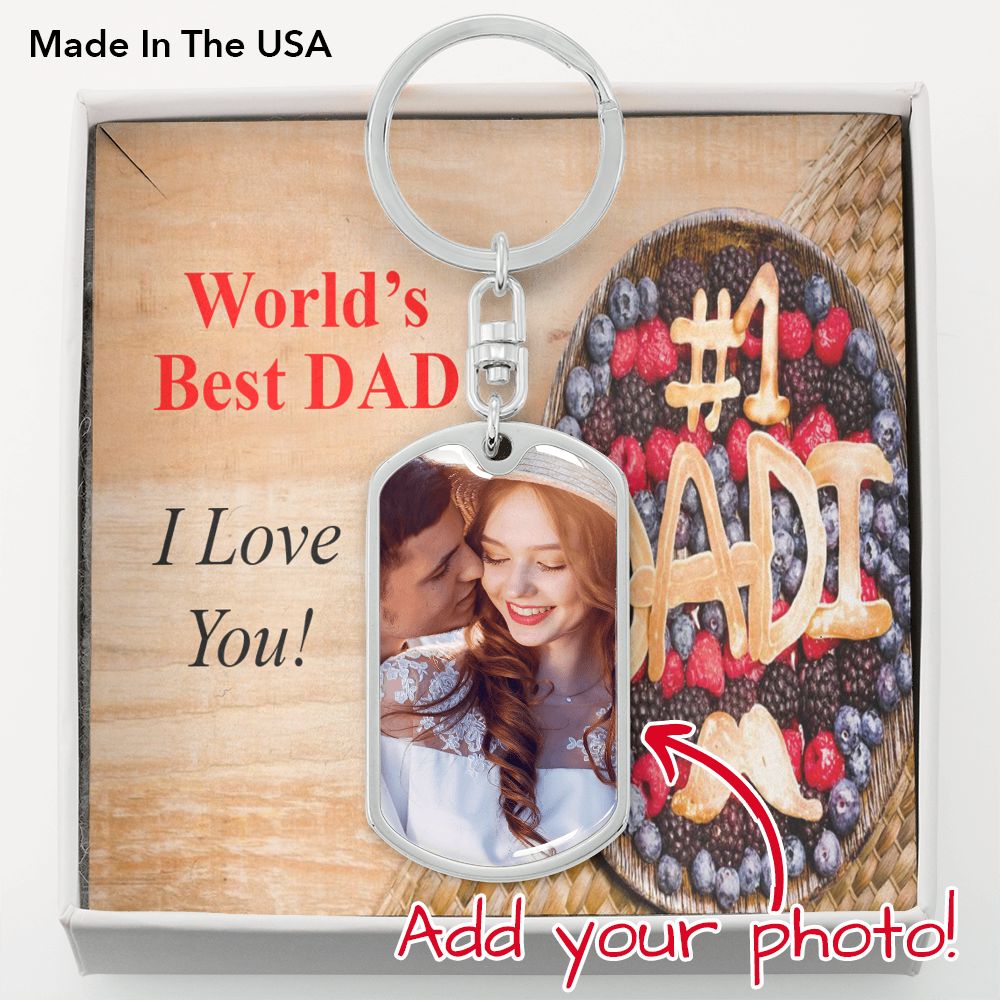 To Dad Personalized World's Best Dad Message Dog Tag Pendant Keychain Stainless Steel or 18k Gold-Express Your Love Gifts