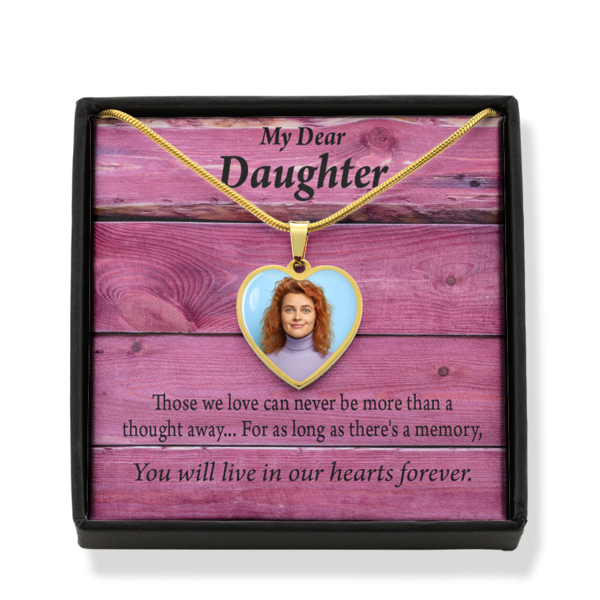 To Daughter Personalized Memorial Remembrance You Live In Our Hearts Necklace Stainless Steel Heart Pendant Necklace 18-22"-Express Your Love Gifts