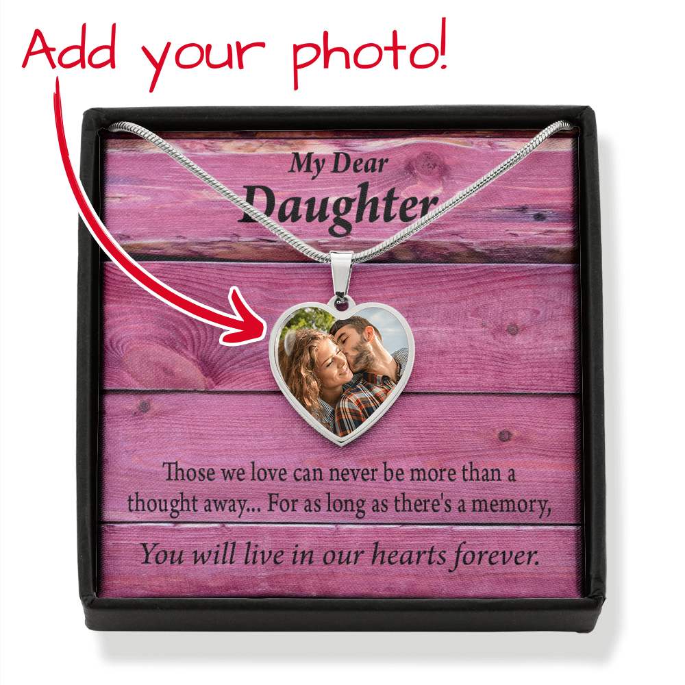 To Daughter Personalized Memorial Remembrance You Live In Our Hearts Necklace Stainless Steel Heart Pendant Necklace 18-22"-Express Your Love Gifts