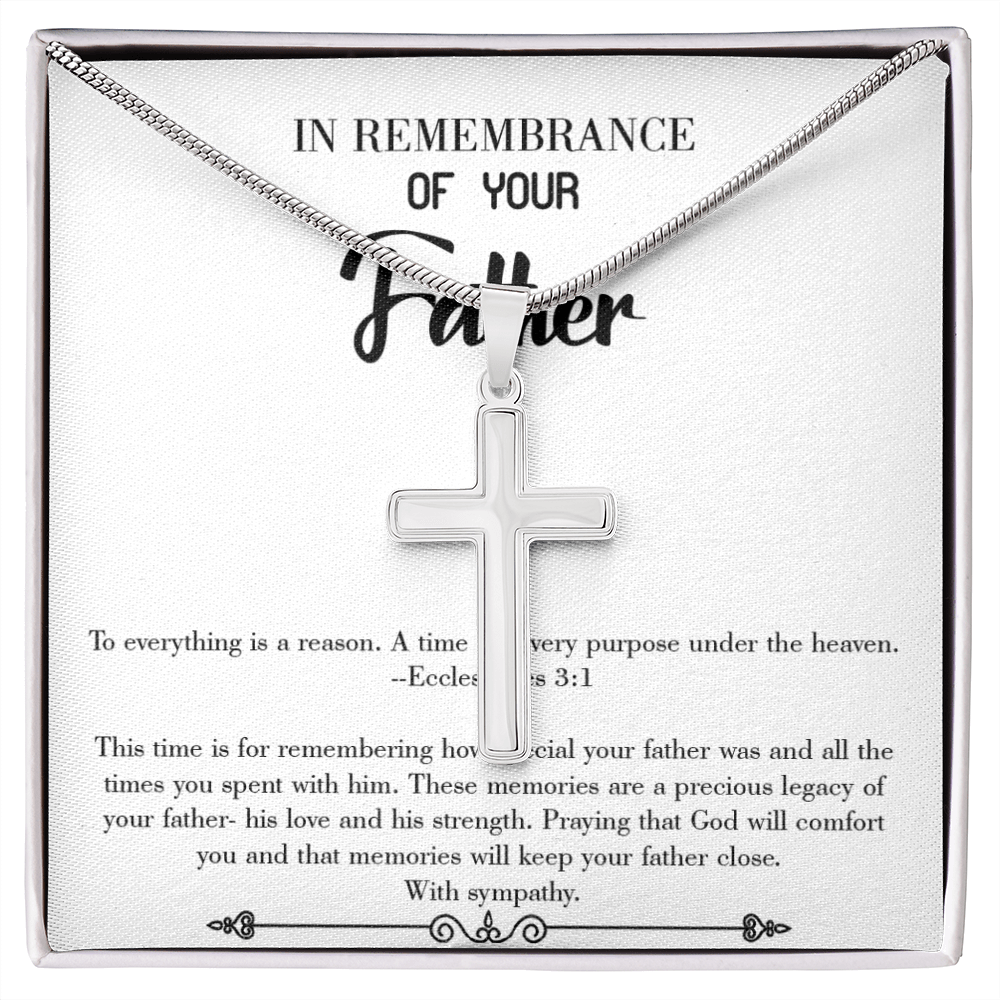 To Everything is a Reason Dad Memorial Gift Dad Memorial Cross Necklace Sympathy Gift Loss of Father Condolence Message Card-Express Your Love Gifts