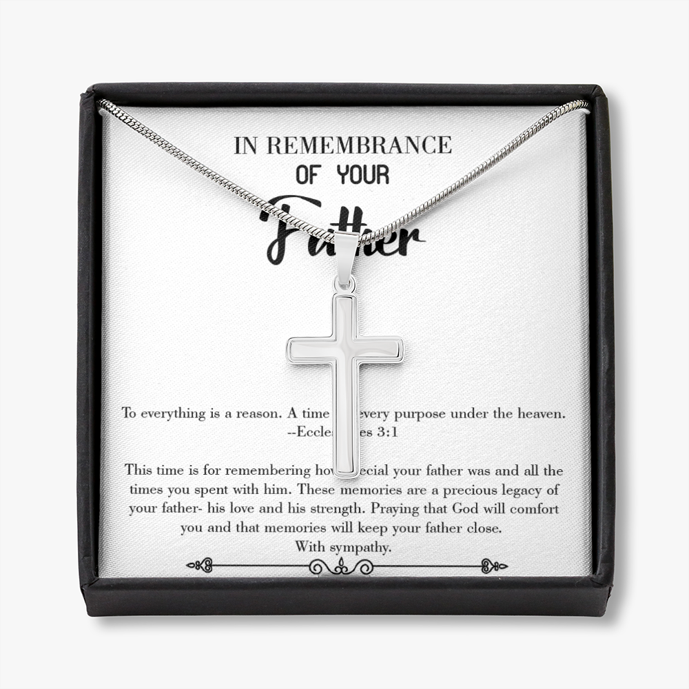 To Everything is a Reason Dad Memorial Gift Dad Memorial Cross Necklace Sympathy Gift Loss of Father Condolence Message Card-Express Your Love Gifts