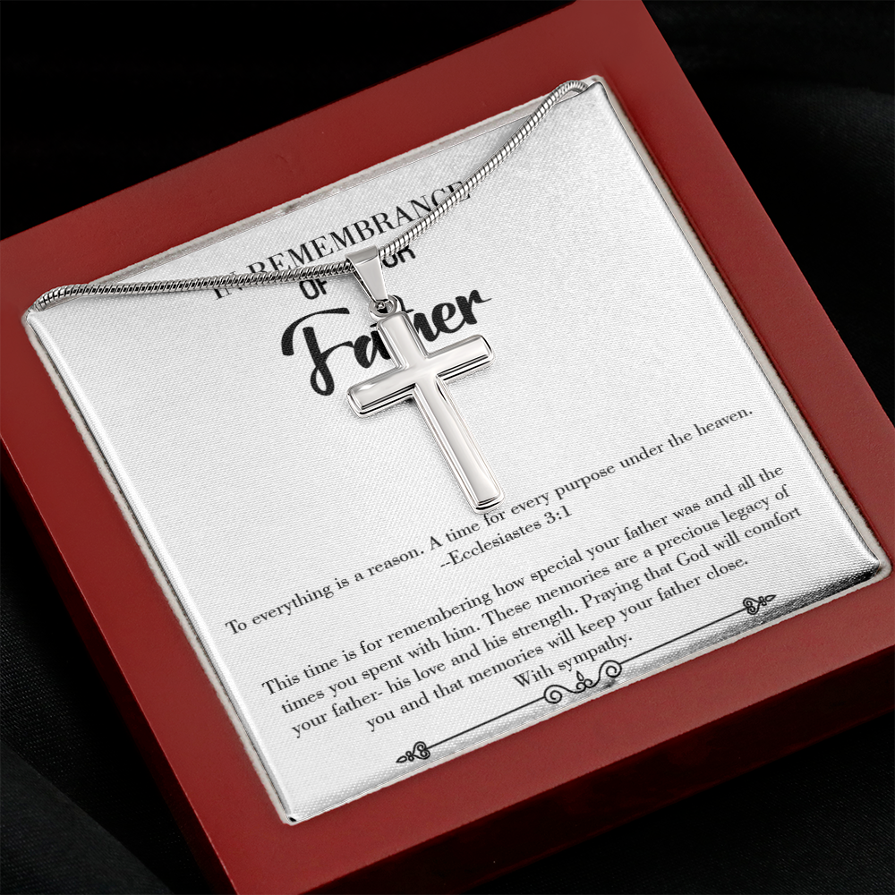 To Everything is a Reason Dad Memorial Gift Dad Memorial Cross Necklace Sympathy Gift Loss of Father Condolence Message Card-Express Your Love Gifts