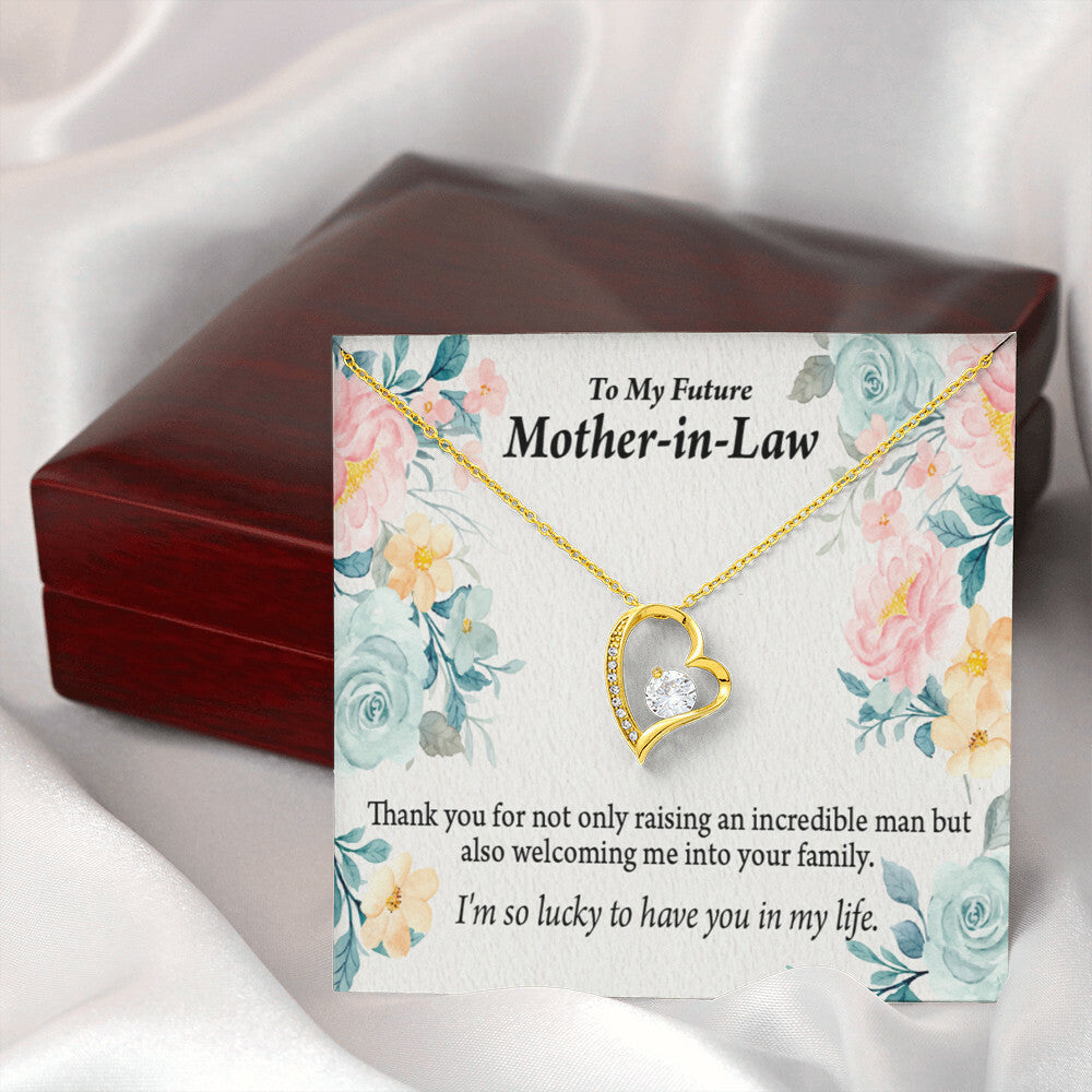 To Future Mother-in-Law Thank You For Welcoming Me Forever Necklace w Message Card-Express Your Love Gifts