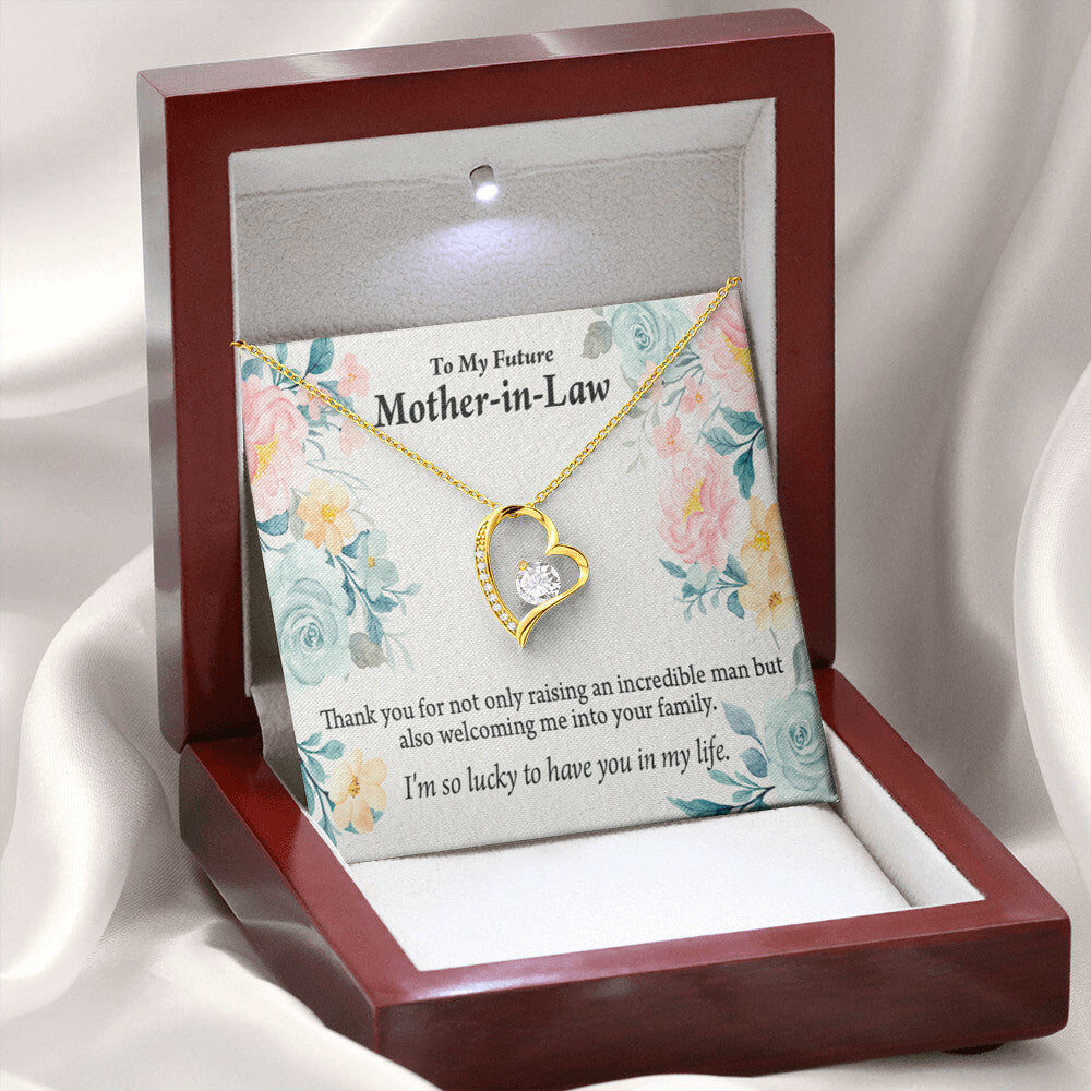 To Future Mother-in-Law Thank You For Welcoming Me Forever Necklace w Message Card-Express Your Love Gifts