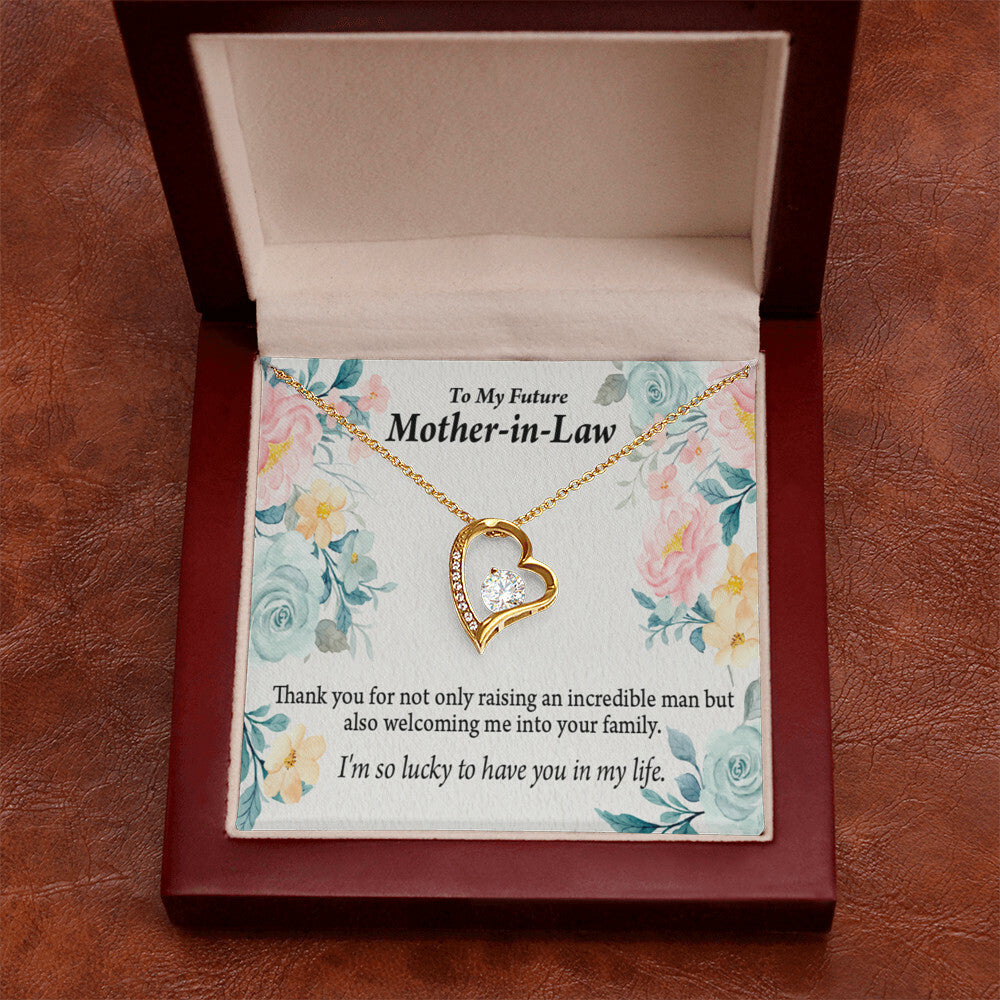 To Future Mother-in-Law Thank You For Welcoming Me Forever Necklace w Message Card-Express Your Love Gifts