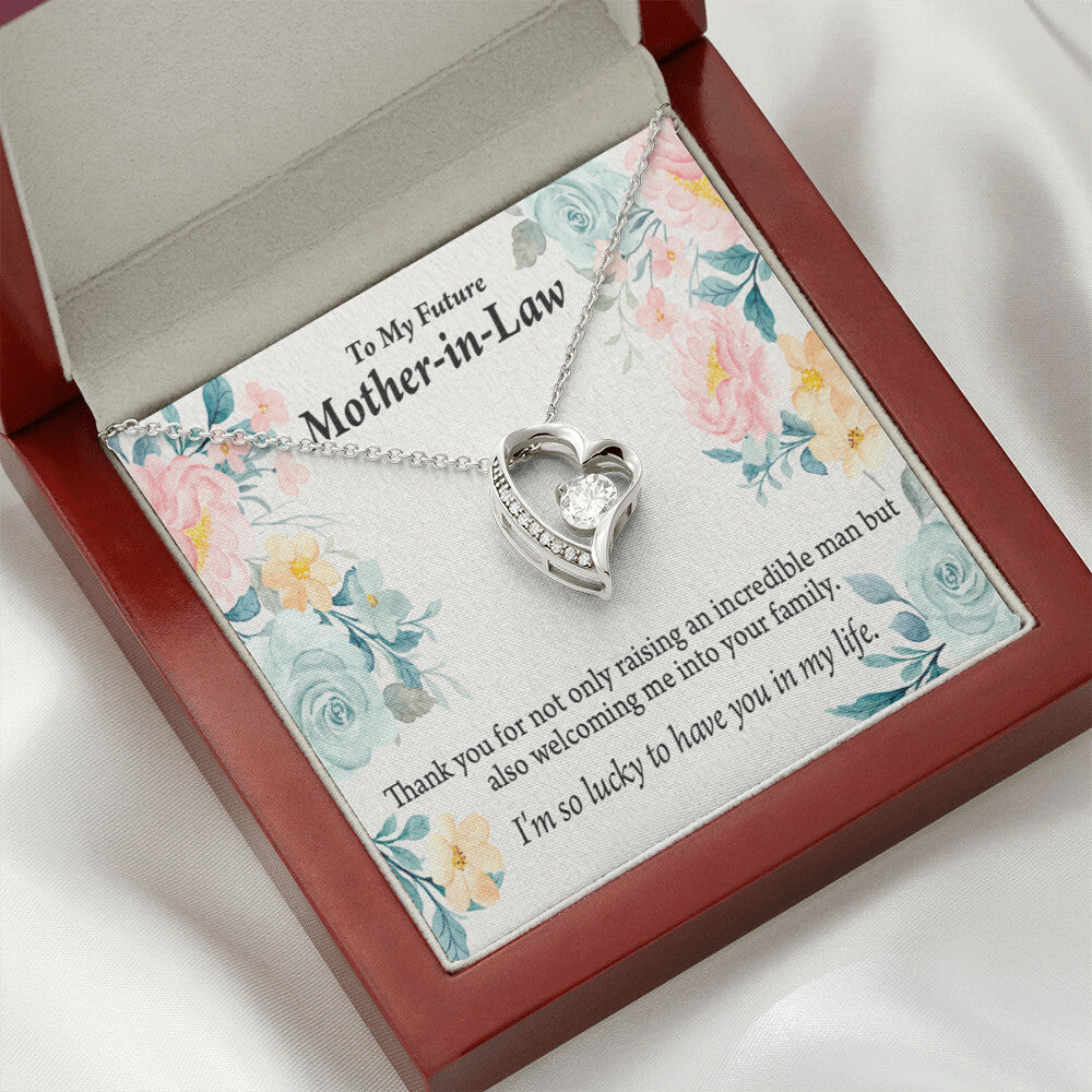 To Future Mother-in-Law Thank You For Welcoming Me Forever Necklace w Message Card-Express Your Love Gifts