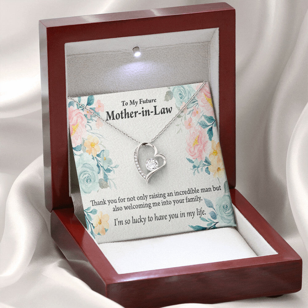 To Future Mother-in-Law Thank You For Welcoming Me Forever Necklace w Message Card-Express Your Love Gifts