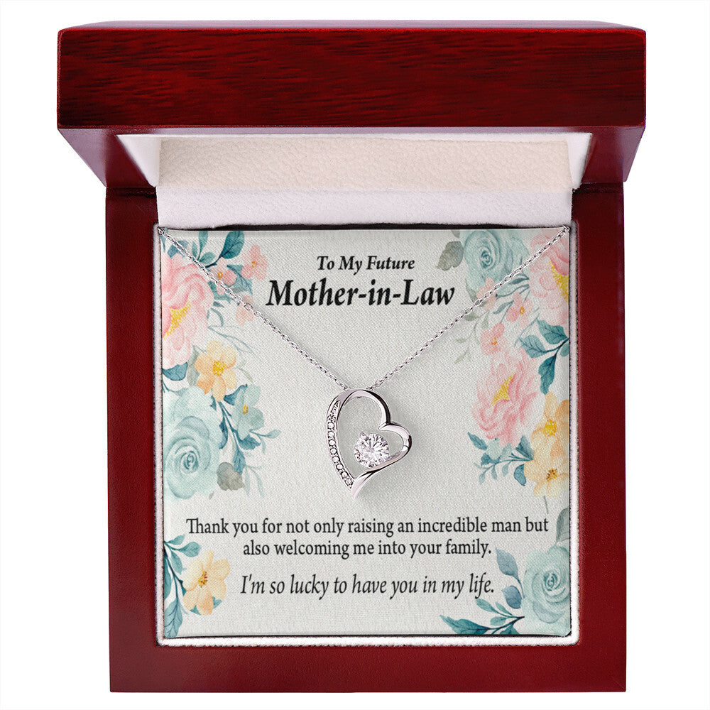 To Future Mother-in-Law Thank You For Welcoming Me Forever Necklace w Message Card-Express Your Love Gifts