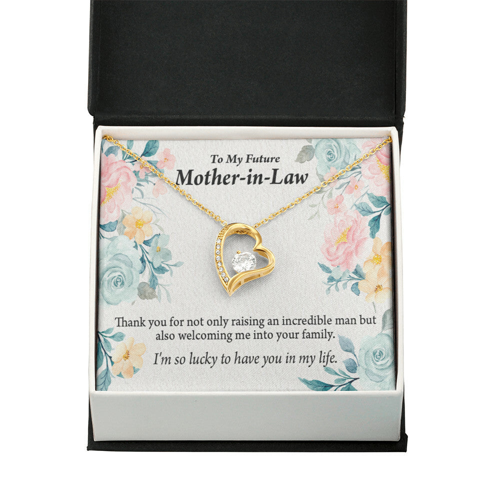 To Future Mother-in-Law Thank You For Welcoming Me Forever Necklace w Message Card-Express Your Love Gifts