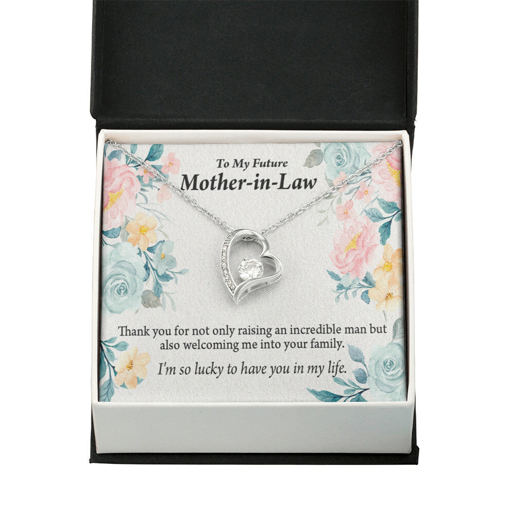 To Future Mother-in-Law Thank You For Welcoming Me Forever Necklace w Message Card-Express Your Love Gifts