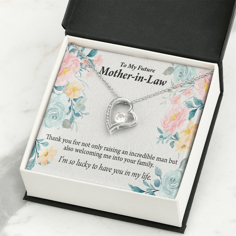 To Future Mother-in-Law Thank You For Welcoming Me Forever Necklace w Message Card-Express Your Love Gifts