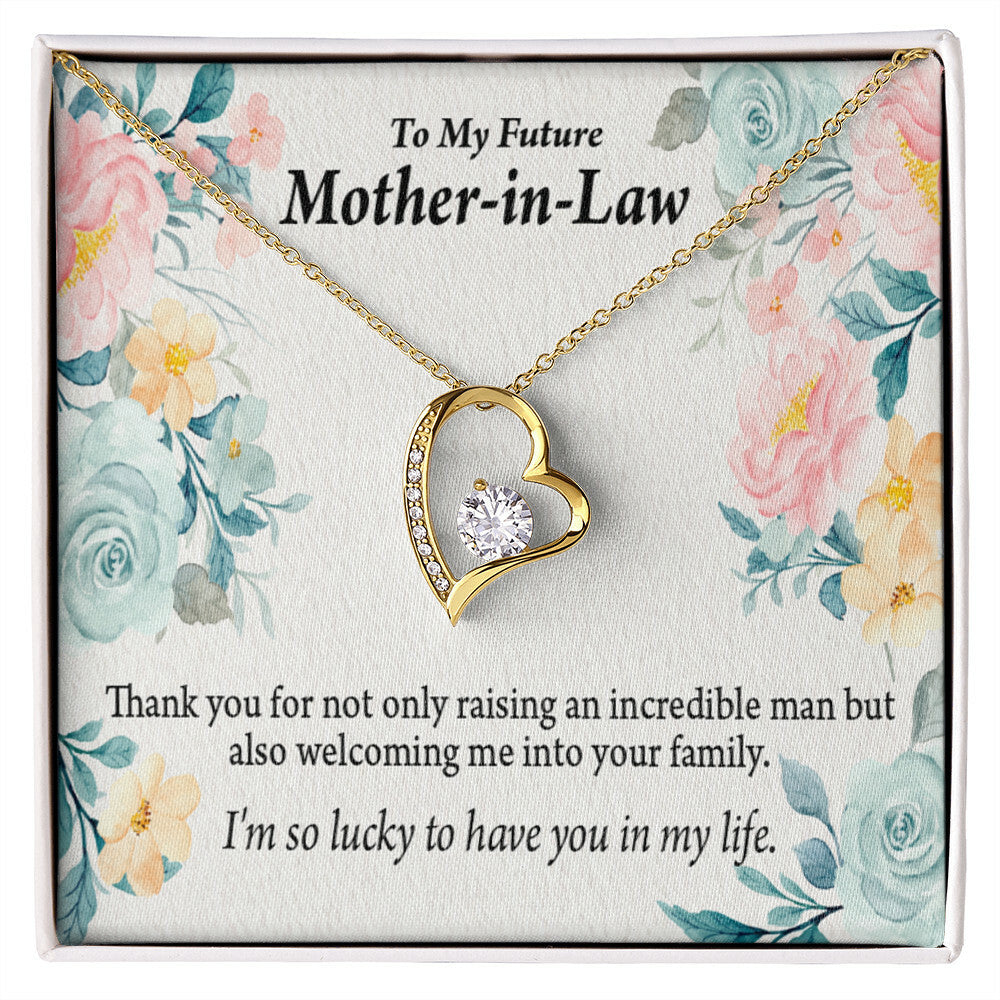 To Future Mother-in-Law Thank You For Welcoming Me Forever Necklace w Message Card-Express Your Love Gifts