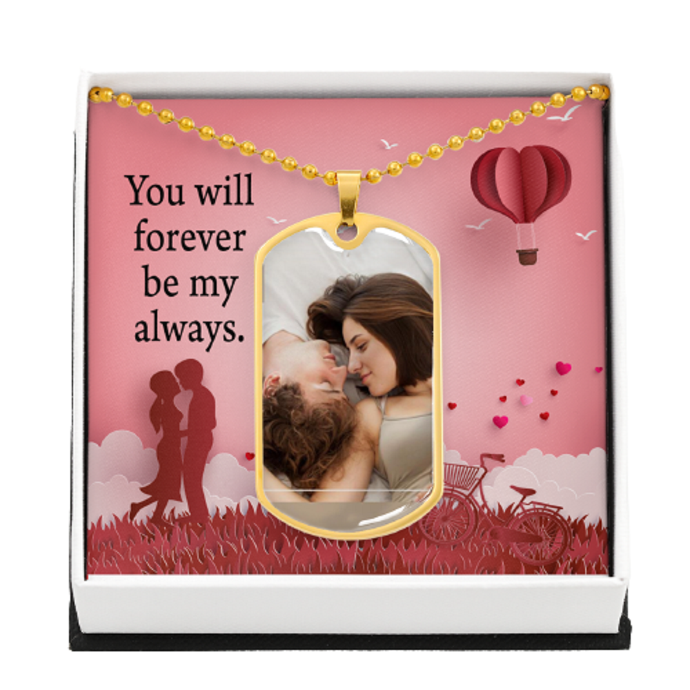 To Future Wife Form Future Husband Personalized Forever My Always Necklace Dog Tag Stainless Steel or 18k Gold 24" Chain"-Express Your Love Gifts