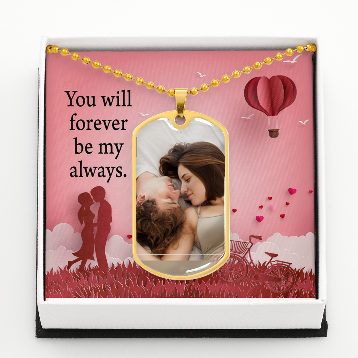 To Future Wife Form Future Husband Personalized Forever My Always Necklace Dog Tag Stainless Steel or 18k Gold 24" Chain"-Express Your Love Gifts