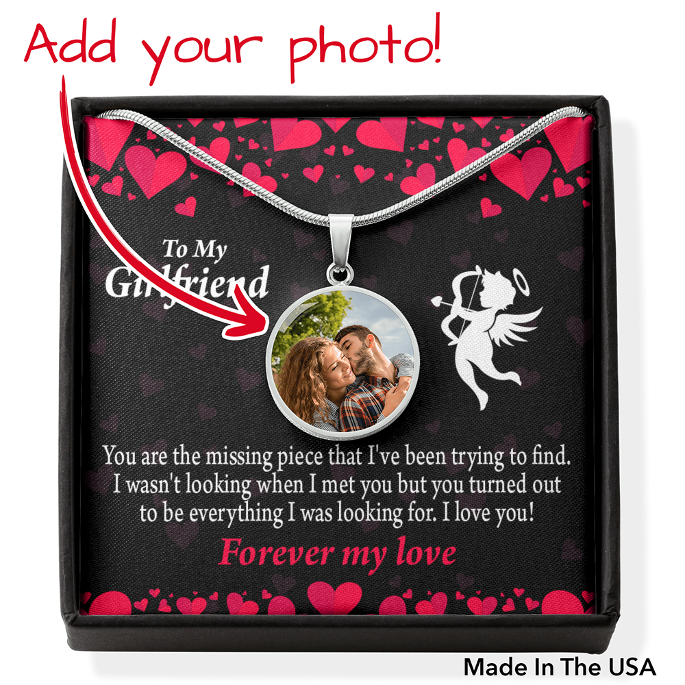 To Girlfriend From Boyfriend Personalized You're The One Circle Necklace Stainless Steel or 18k Gold 18-22"-Express Your Love Gifts