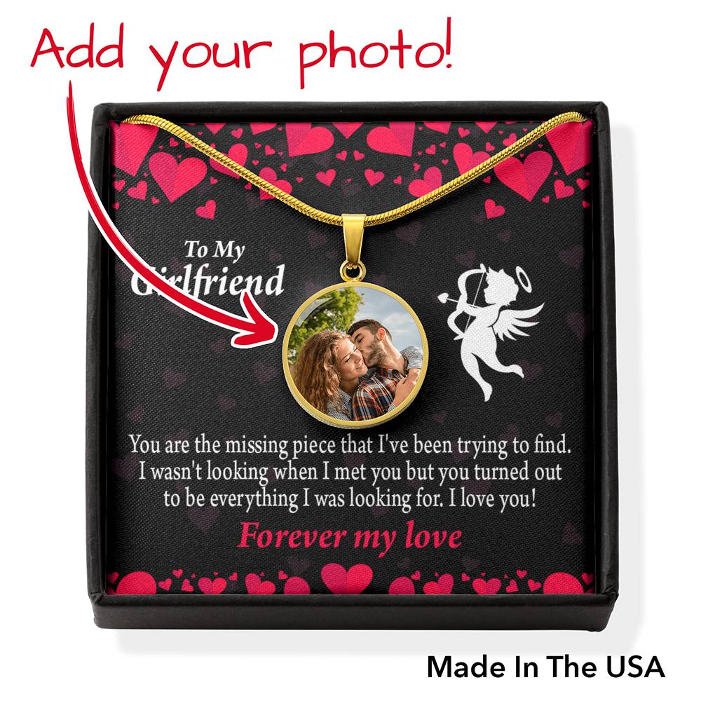 To Girlfriend From Boyfriend Personalized You're The One Circle Necklace Stainless Steel or 18k Gold 18-22"-Express Your Love Gifts