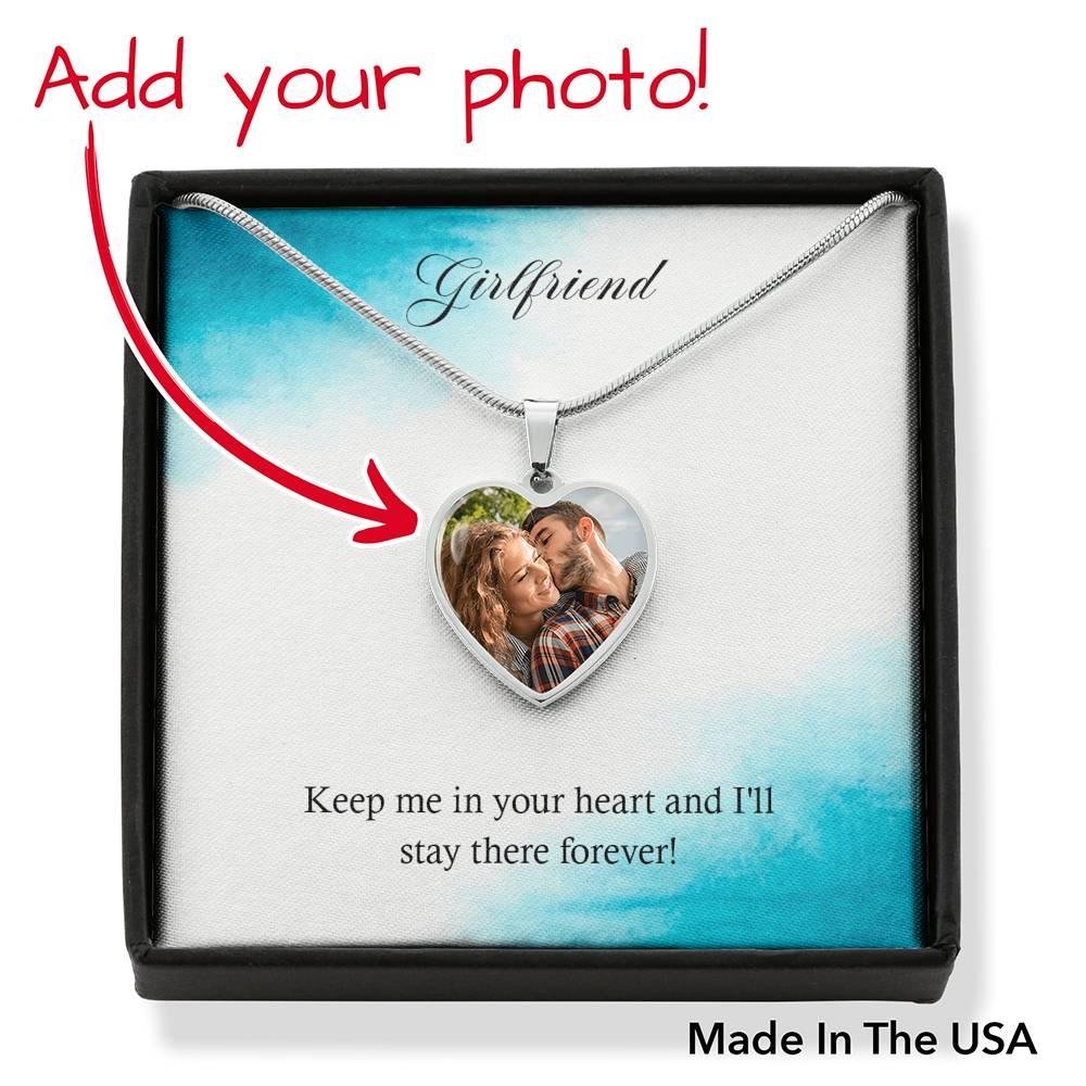 To Girlfriend From Girlfriend Personalized Keep Me In Your Heart Stainless Steel or 18k Gold Heart Pendant Necklace 18-22"-Express Your Love Gifts