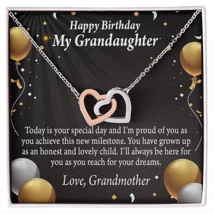 To Granddaughter Birthday Card Special Day Inseparable Necklace-Express Your Love Gifts