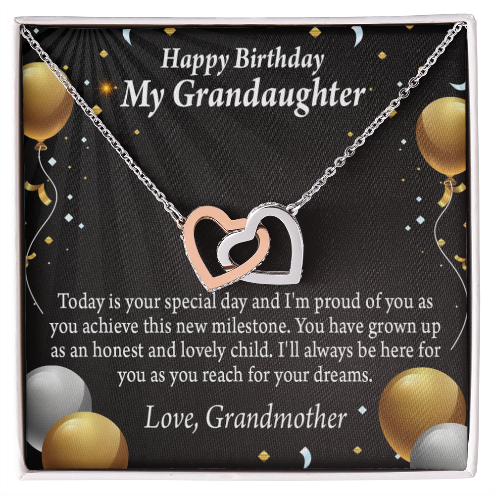To Granddaughter Birthday Card Special Day Inseparable Necklace-Express Your Love Gifts