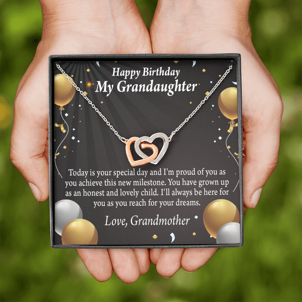 To Granddaughter Birthday Card Special Day Inseparable Necklace-Express Your Love Gifts