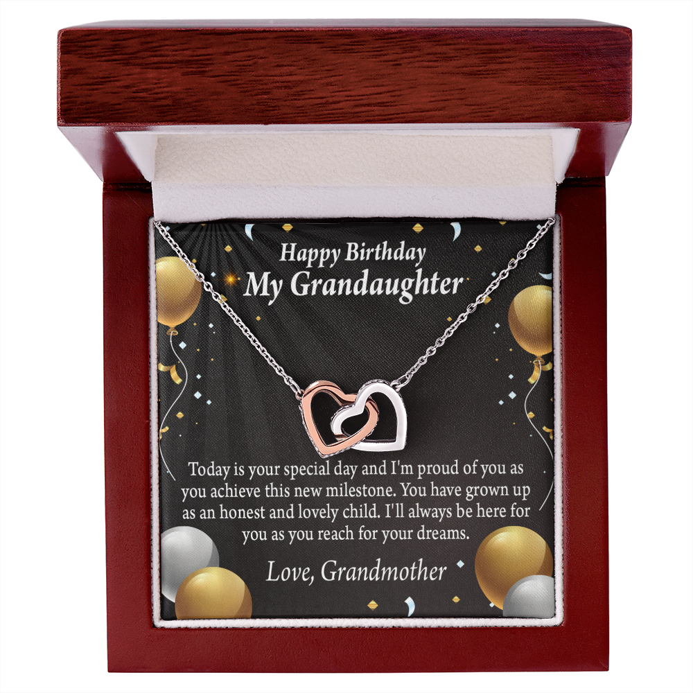 To Granddaughter Birthday Card Special Day Inseparable Necklace-Express Your Love Gifts