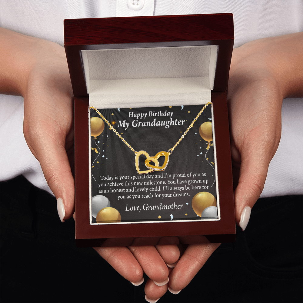 To Granddaughter Birthday Card Special Day Inseparable Necklace-Express Your Love Gifts