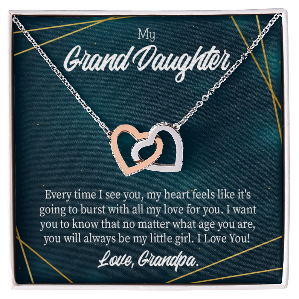 To Granddaughter Every Time Grandpa Sees You Inseparable Necklace-Express Your Love Gifts