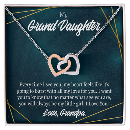 To Granddaughter Every Time Grandpa Sees You Inseparable Necklace-Express Your Love Gifts