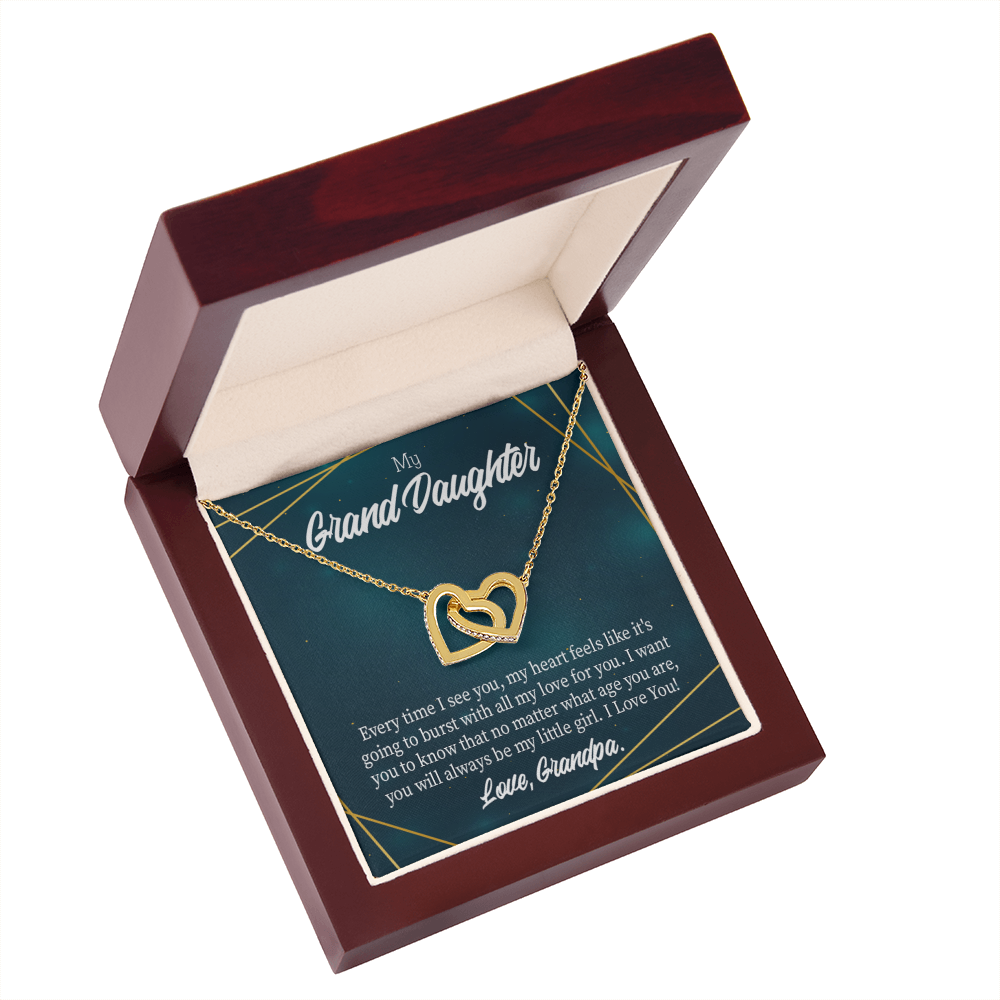 To Granddaughter Every Time Grandpa Sees You Inseparable Necklace-Express Your Love Gifts