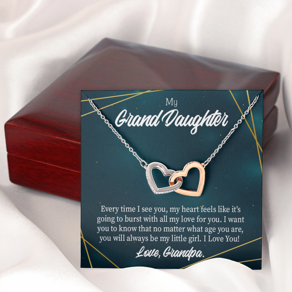 To Granddaughter Every Time Grandpa Sees You Inseparable Necklace-Express Your Love Gifts