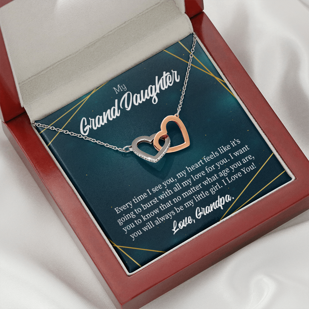 To Granddaughter Every Time Grandpa Sees You Inseparable Necklace-Express Your Love Gifts
