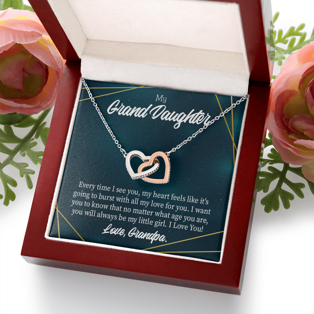 To Granddaughter Every Time Grandpa Sees You Inseparable Necklace-Express Your Love Gifts