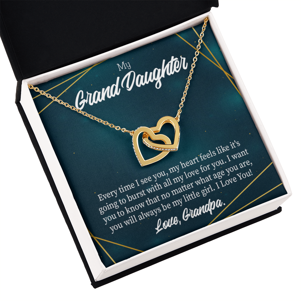 To Granddaughter Every Time Grandpa Sees You Inseparable Necklace-Express Your Love Gifts