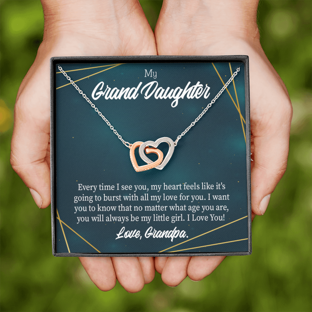 To Granddaughter Every Time Grandpa Sees You Inseparable Necklace-Express Your Love Gifts