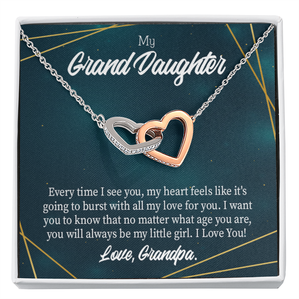 To Granddaughter Every Time Grandpa Sees You Inseparable Necklace-Express Your Love Gifts