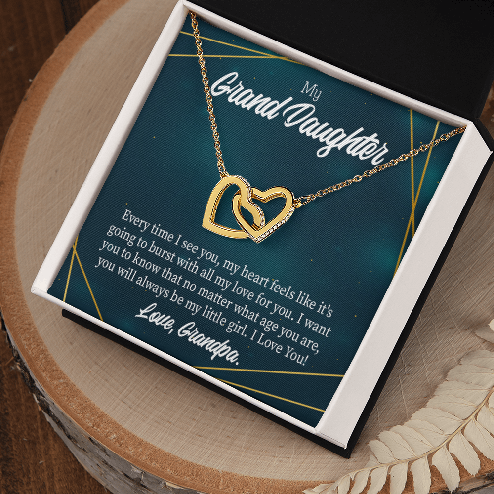 To Granddaughter Every Time Grandpa Sees You Inseparable Necklace-Express Your Love Gifts
