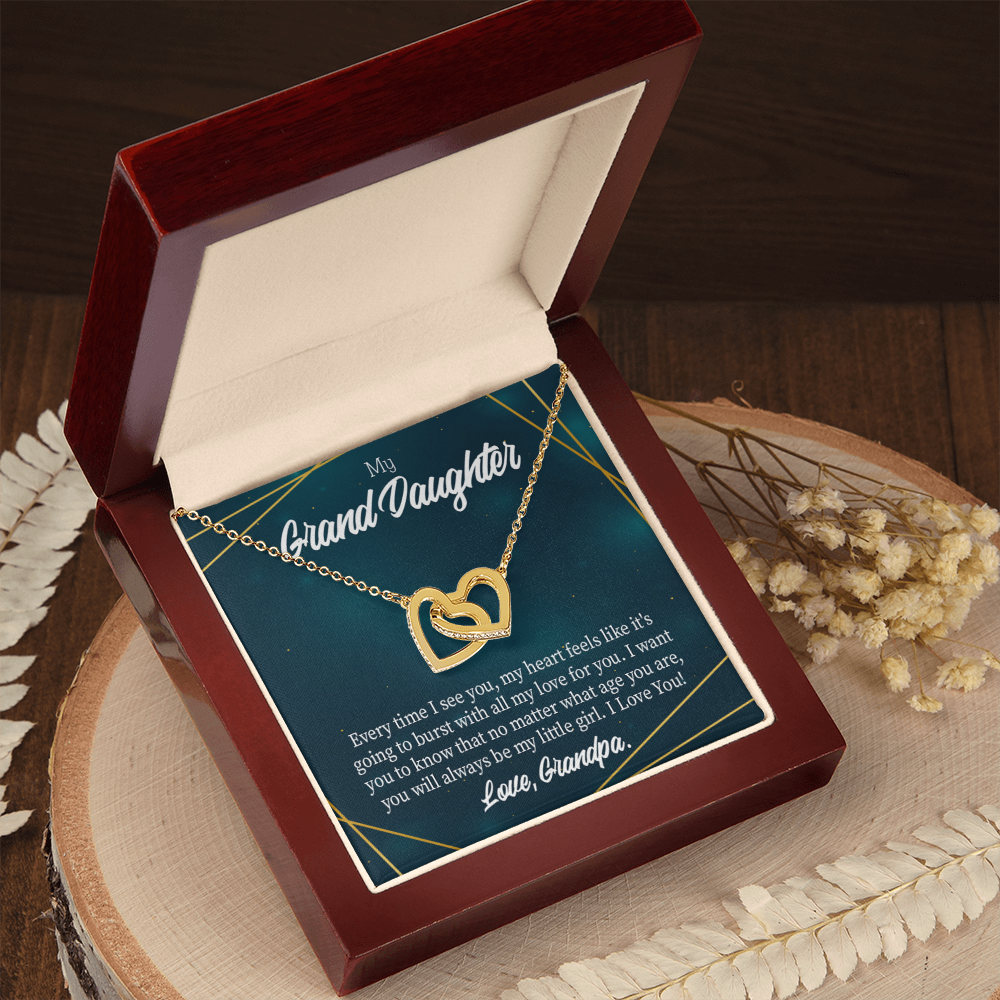To Granddaughter Every Time Grandpa Sees You Inseparable Necklace-Express Your Love Gifts