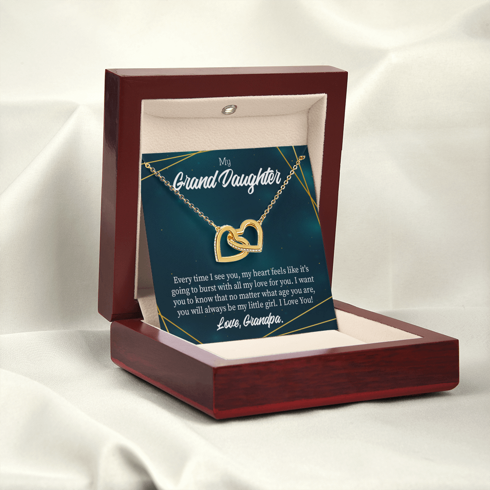 To Granddaughter Every Time Grandpa Sees You Inseparable Necklace-Express Your Love Gifts