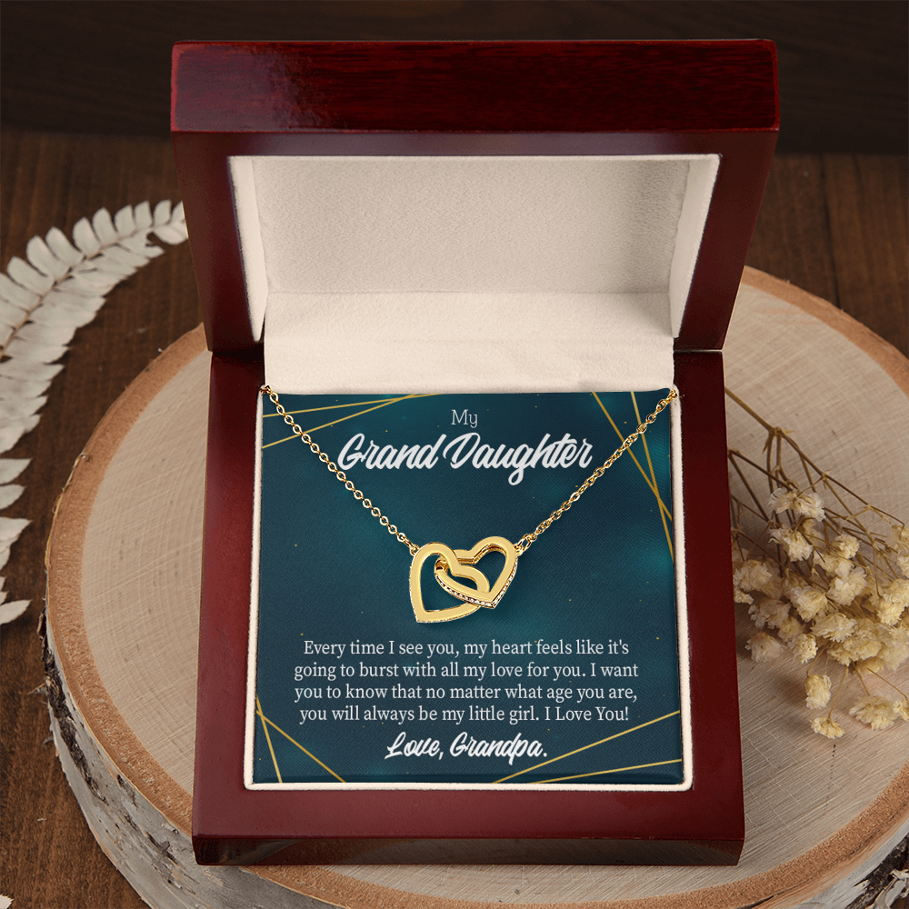 To Granddaughter Every Time Grandpa Sees You Inseparable Necklace-Express Your Love Gifts