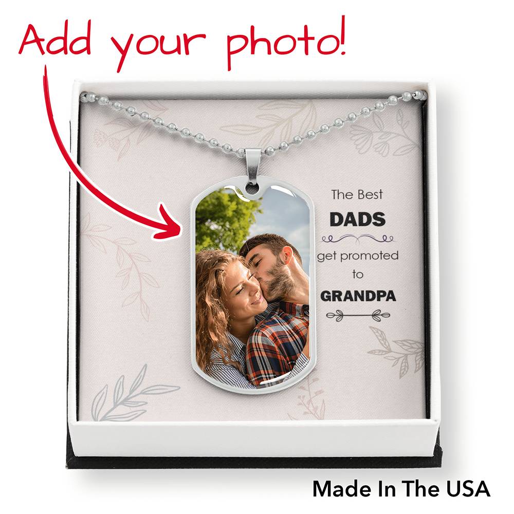 To Grandpa Personalized The Best Dad Necklace Stainless Steel or 18k Gold Dog Tag W 24" Chain-Express Your Love Gifts